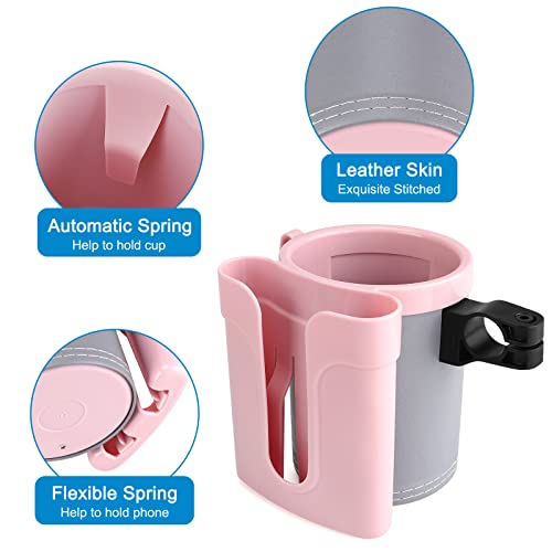 Accmor 3-in-1 Bike Cup Holder with Cell Phone Keys Holder, Bike Water Bottle Holders, Universal Bar Drink Cup Can Holder for Bicycles, Motorcycles, Scooters, Grey Pink - Image 5
