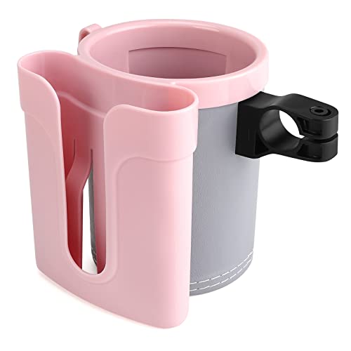 Accmor 3-in-1 Bike Cup Holder with Cell Phone Keys Holder, Bike Water Bottle Holders, Universal Bar Drink Cup Can Holder for Bicycles, Motorcycles, Scooters, Grey Pink - Image 2