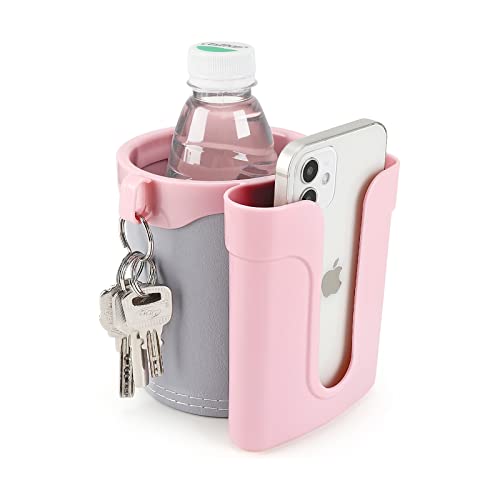 Accmor 3-in-1 Bike Cup Holder with Cell Phone Keys Holder, Bike Water Bottle Holders, Universal Bar Drink Cup Can Holder for Bicycles, Motorcycles, Scooters, Grey Pink - Image 1