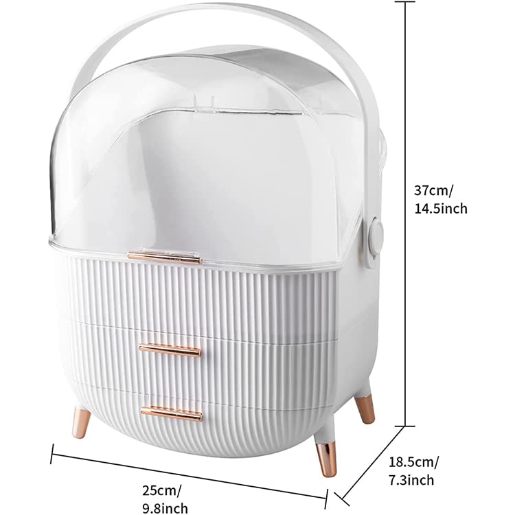 Snivy Snivy Portable Retro Multi-Function Makeup Storage Organizer, Dressing Case, Dustproof Cosmetic Storage Box, with Transparent Cover, Suitable for Bathroom Countertop  - Image 2