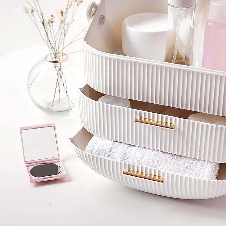 Snivy Snivy Portable Retro Multi-Function Makeup Storage Organizer, Dressing Case, Dustproof Cosmetic Storage Box, with Transparent Cover, Suitable for Bathroom Countertop  - Image 4