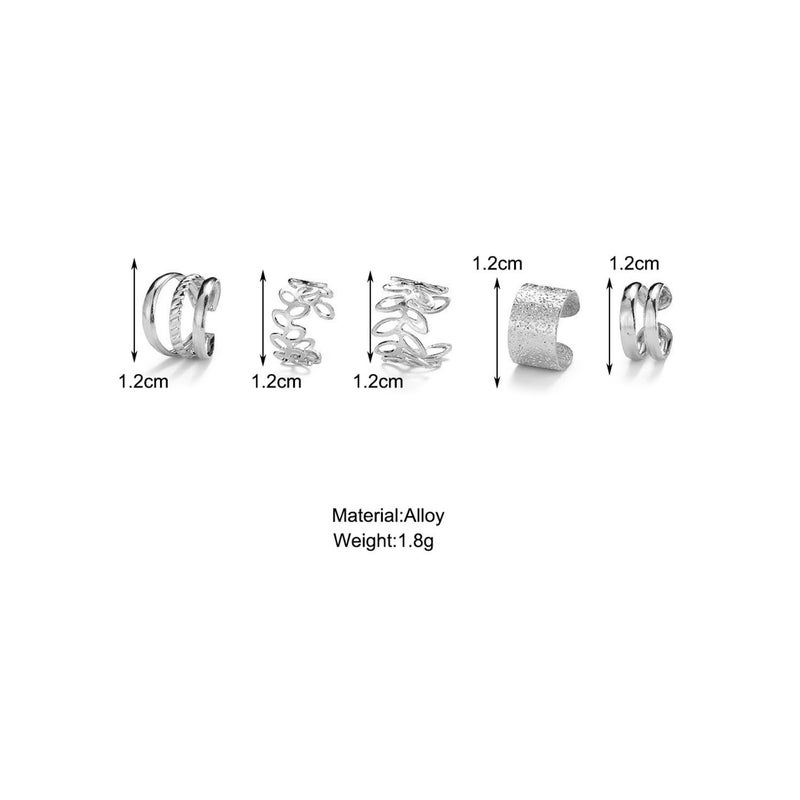 MIFYNN 5 Pcs Gold Ear Cuffs for Women Non Piercing Ear Cuff Earrings Clip on Earring Set Huggie Hoop Earrings Cartilage Earrings Stack Jewelry for Women (Silver) - Image 4