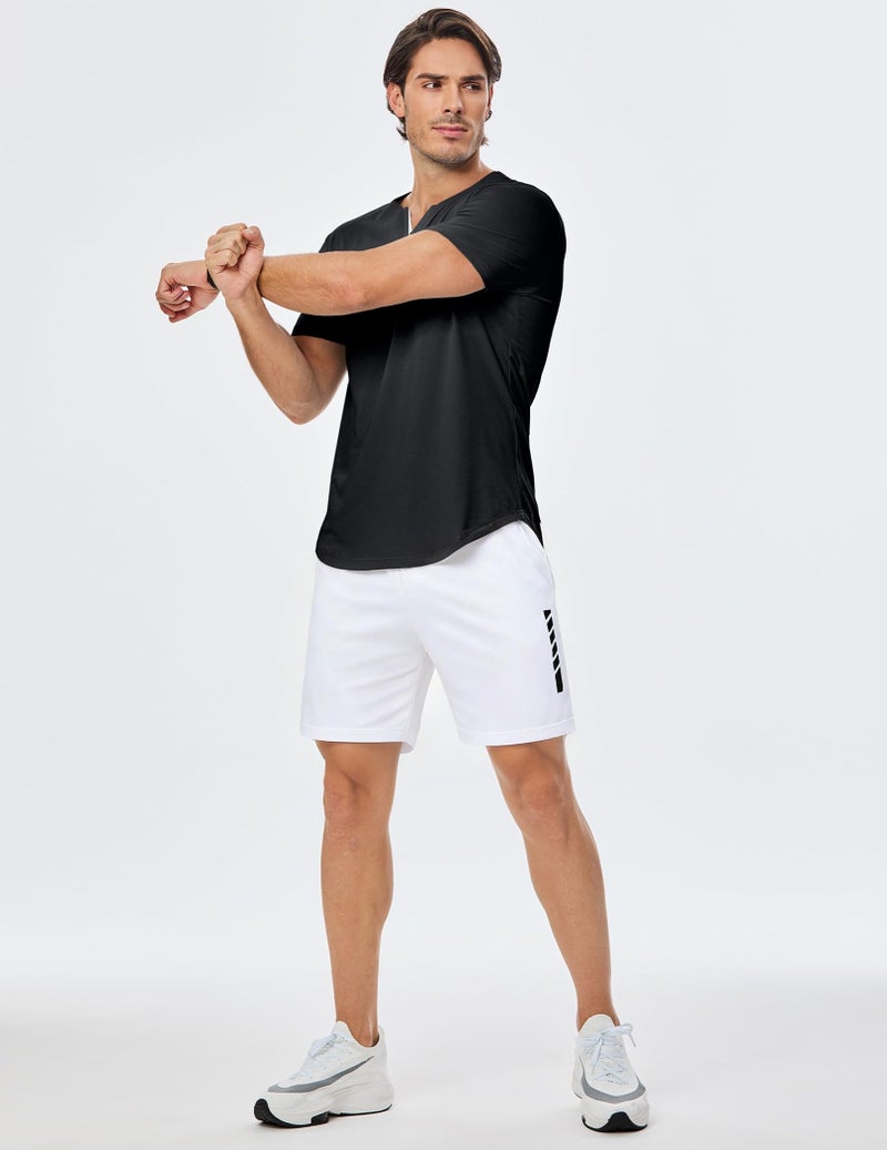 Dokotoo Men Mens Short Sleeve Henley Shirts Casual V Neck Muscle Fitted T Shirts Summer Shirt Tops Black XX-Large - Image 3