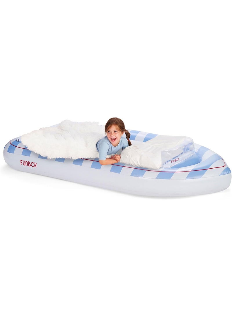 FUNBOY FUNBOY Kids Classic Speed Boat Travel Bed  Air Mattress Perfect for Sleepovers Includes Carrying Storage Bag TwinWhiteBlue  - Image 2