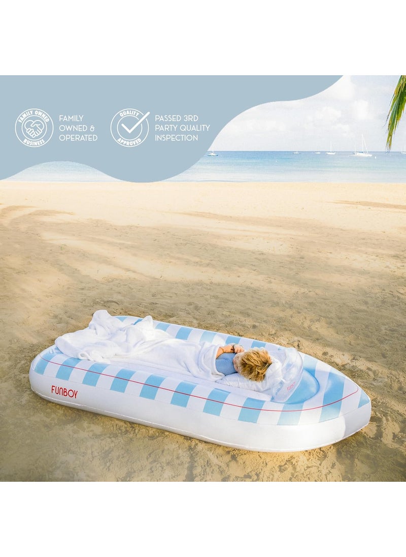 FUNBOY FUNBOY Kids Classic Speed Boat Travel Bed  Air Mattress Perfect for Sleepovers Includes Carrying Storage Bag TwinWhiteBlue  - Image 4