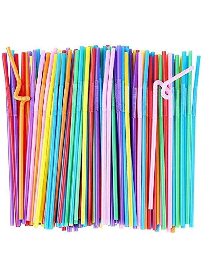 Pack of 100 Colourful Drinking Straws - Long and Flexible - Disposable - Ideal For Parties, Bars, Drinks, Smoothies - Useful For Arts And Crafts, One Size - Image 1