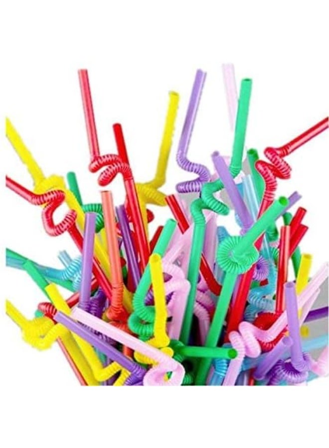 Pack of 100 Colourful Drinking Straws - Long and Flexible - Disposable - Ideal For Parties, Bars, Drinks, Smoothies - Useful For Arts And Crafts, One Size - Image 3