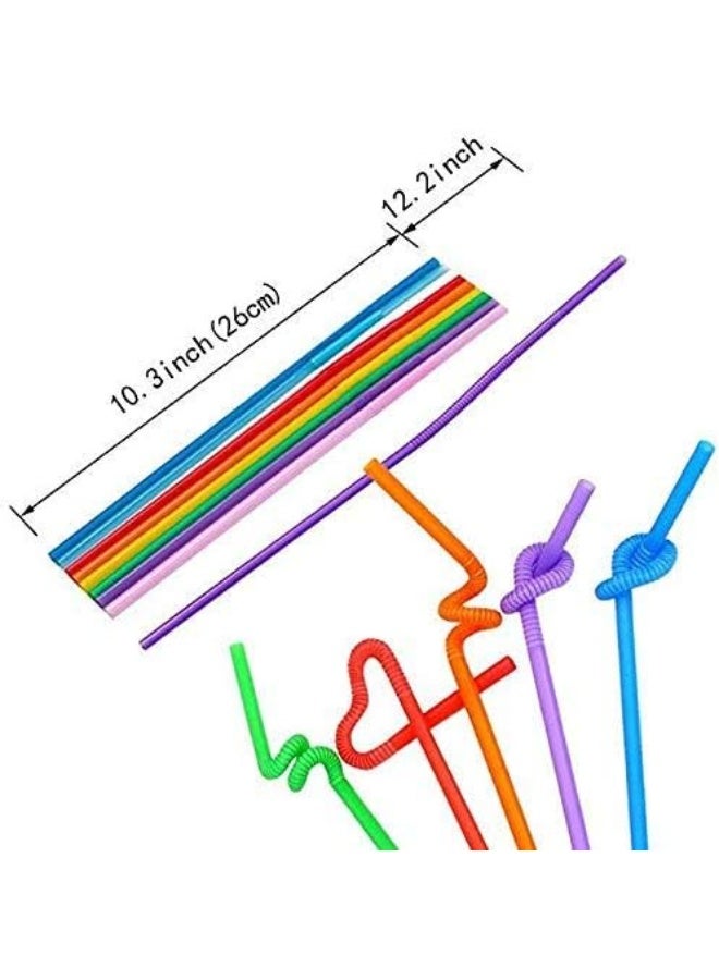 Pack of 100 Colourful Drinking Straws - Long and Flexible - Disposable - Ideal For Parties, Bars, Drinks, Smoothies - Useful For Arts And Crafts, One Size - Image 2