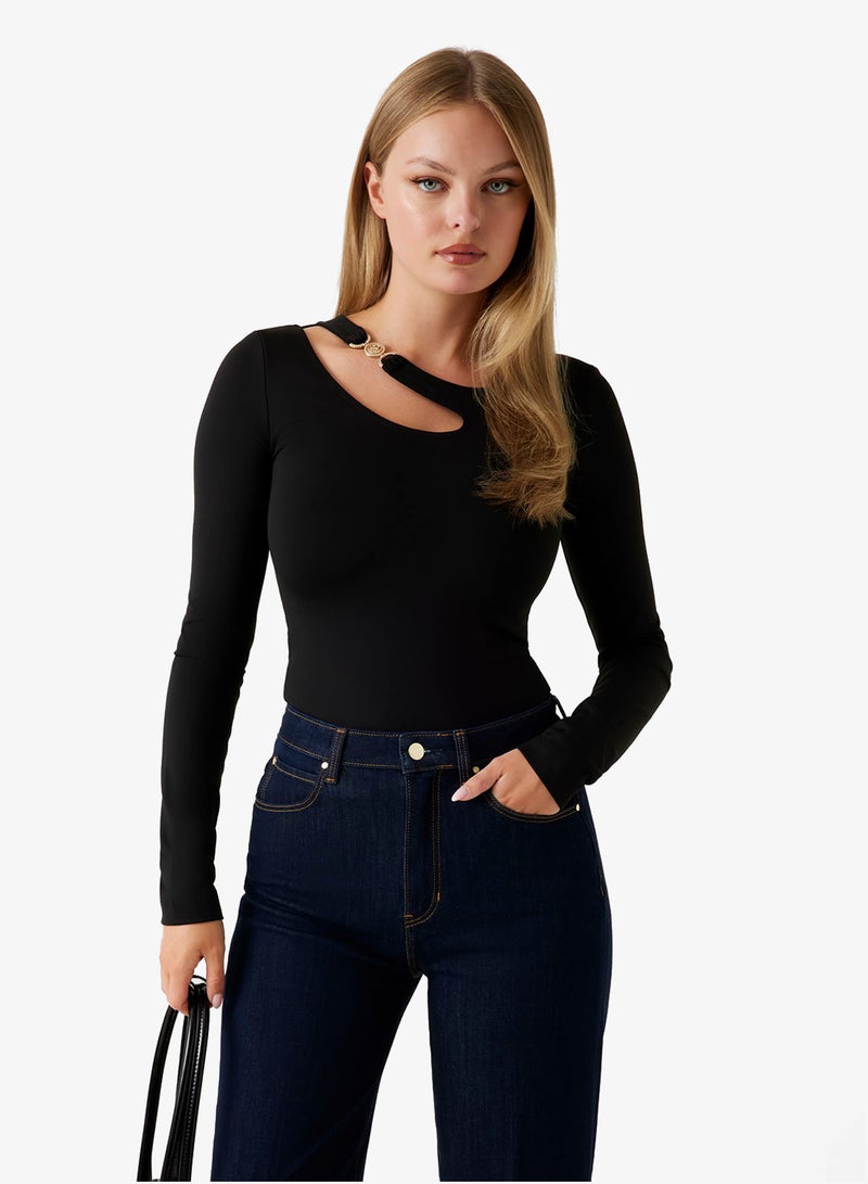 GUESS Long Sleeve Eleanor Buckle Top - Image 1