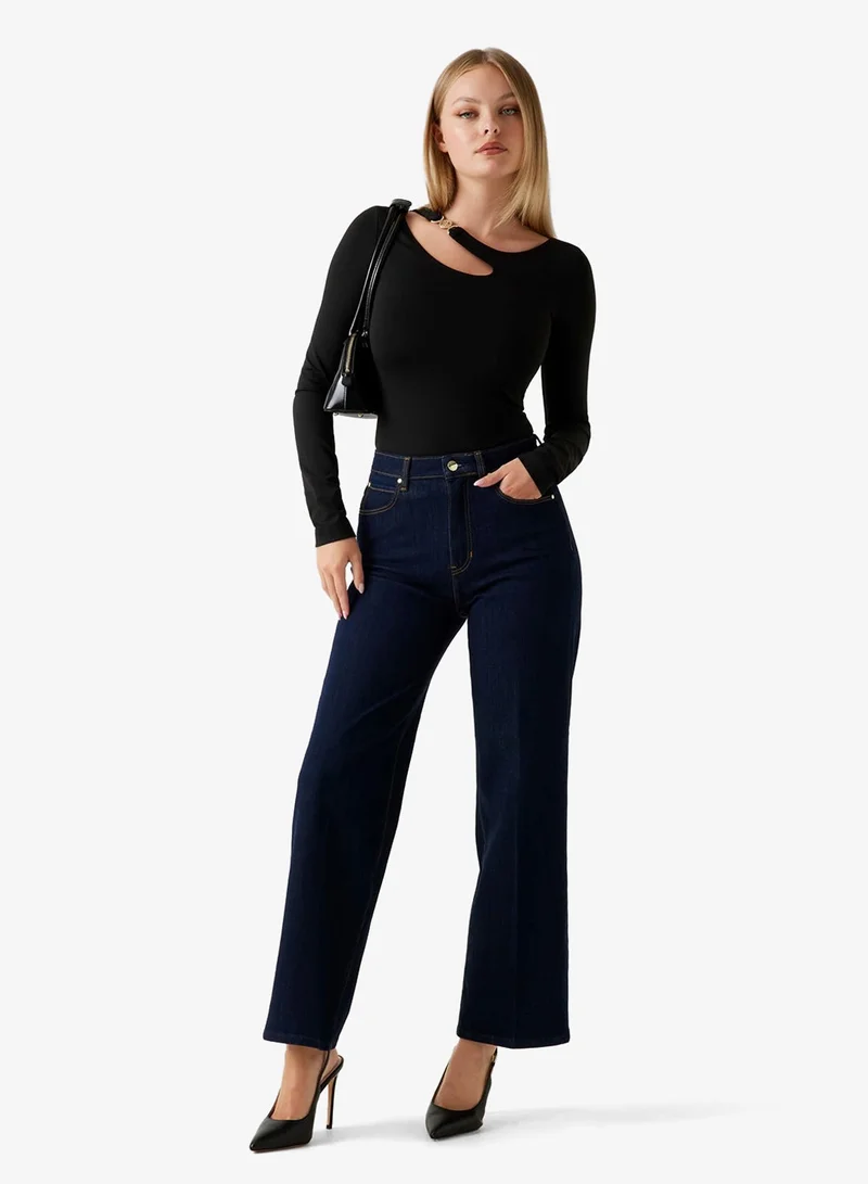 GUESS Long Sleeve Eleanor Buckle Top