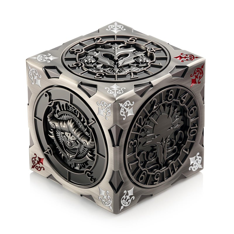 DNDND 7in1 Spinner Dice Cube for DND Chimera Mind Flayer Goristro Themed DD Dice Collector Set for TTRPG Dungeon Masters and Players Unique Fantasy RPG Gaming Accessory Gift Silver - Image 3
