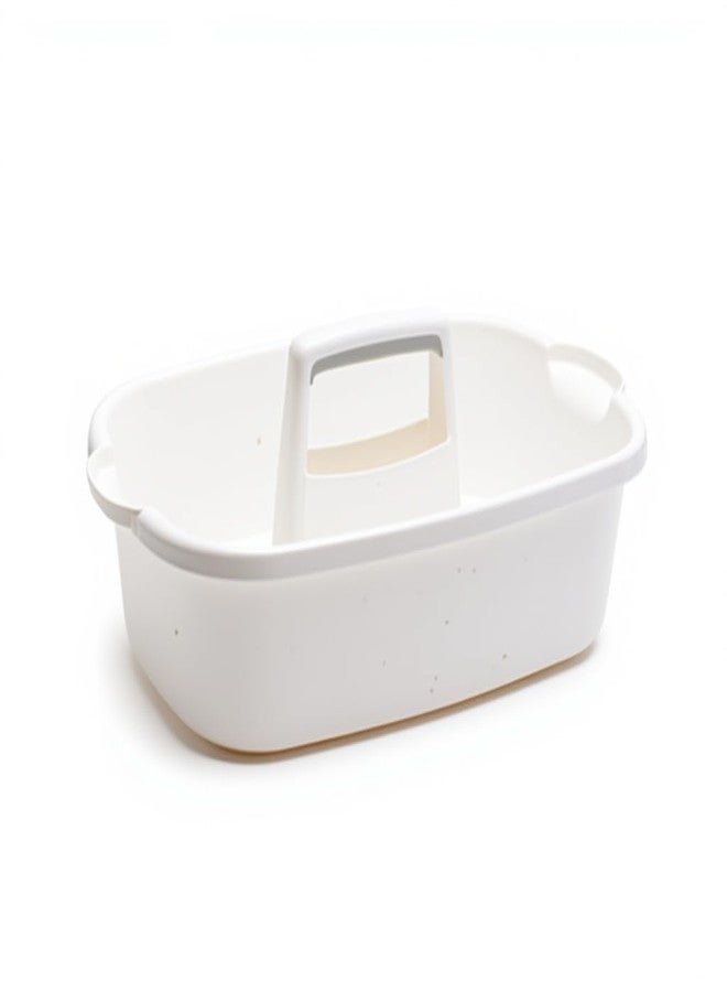 SNAPPSY Portable Storage Basket | Bathroom Accessories Organizer | White Plastic, Handle and Adhesive Mount | Fits Cabinet, Shower, Toilet, Travel - Image 2