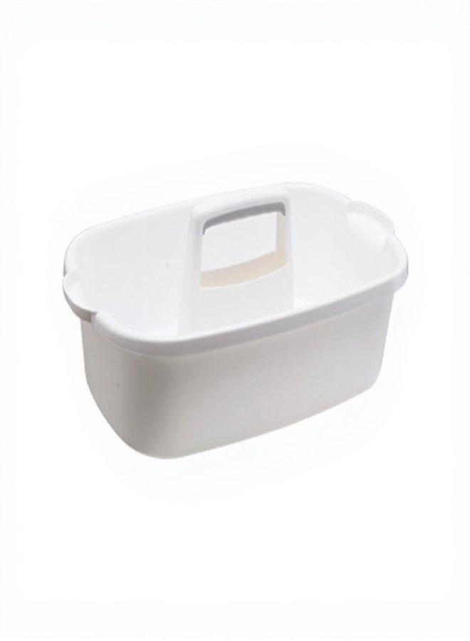 SNAPPSY Portable Storage Basket | Bathroom Accessories Organizer | White Plastic, Handle and Adhesive Mount | Fits Cabinet, Shower, Toilet, Travel - Image 1