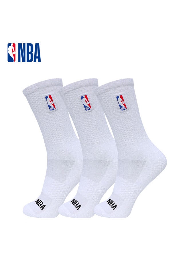 NBA Men's Athletic Long Socks, All-season, Odor-resistant, Antibacterial, Mesh Breathable, Large Size, High Tube Basketball Cotton Socks, 3 Pairs - Image 1