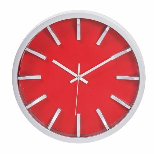 Kiera Grace Wall Clock, 12 Inch, Red Simple Modern Wall Clocks Battery Operated, Silent Non Ticking Bright Color Home Decor for Living Room, Kitchen, Bathroom - Image 1