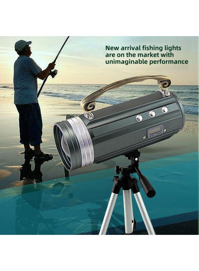Fishing Lamp 25W Blue White Light Purple Night Fishing Lamp Fishing Lamp Zoom Touch Charging-Color:Three Light Source With Side Lights: Large Bracket Package - Image 5