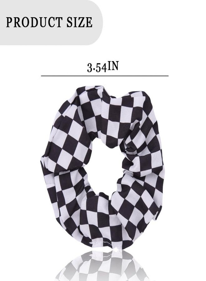 Sdopbinbin Black And White Checkered Scrunchies for Women Elastic Hair Ties Scrunchies for Woman Large Scrunchy Hair Tie Black And White Hair Accessories for Women Girls Kids Checkered Scrunchie Hair Ties 6Pcs - Image 2