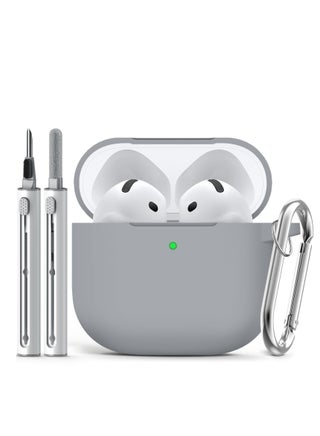 Soft Silicone Case Cover for AirPods 4 with Cleaning Kit and Keychain (Gray) - pzsku/Z3C9DC7F4201997DC6D31Z/45/1742392130/84e8bfa5-7abd-410b-867e-71a909415220