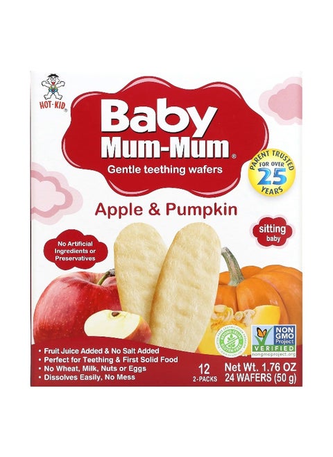 Hot Kid, Baby Mum-Mum, Gentle Teething Wafers, Apple & Pumpkin, 12 Packs, 2 Wafers Each
