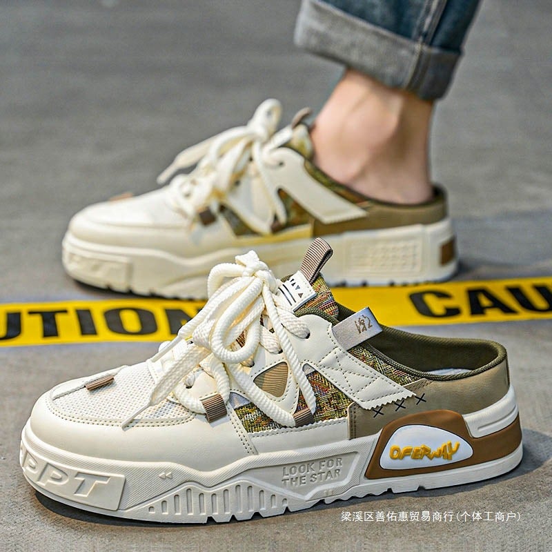 Baotou Half Slippers Men'S Summer Outer Wear Lazy Slip-On Heelless Men'S Shoes Mesh Panel Shoes Youth Sandals - Image 4