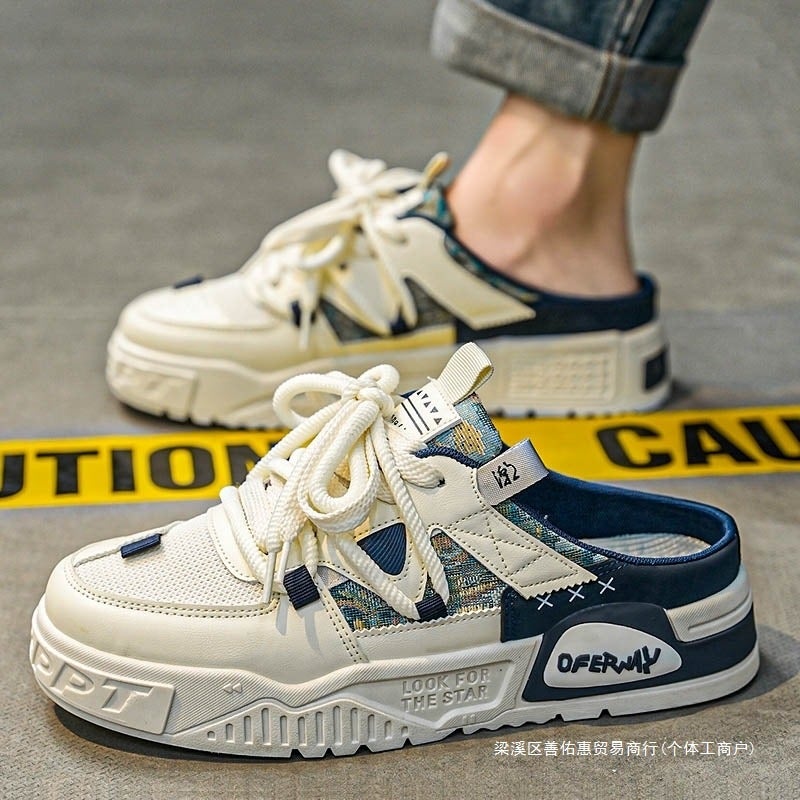Baotou Half Slippers Men'S Summer Outer Wear Lazy Slip-On Heelless Men'S Shoes Mesh Panel Shoes Youth Sandals - Image 2