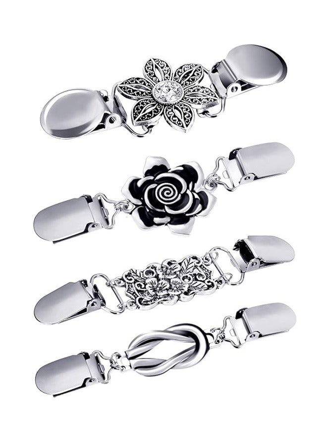 4Pcs Vintage Sweater Shawl Clips Retro Cardigan Collar Clips Dress Shirt Brooch Clips for Women Girls Wearing 4 Styles  - Image 1