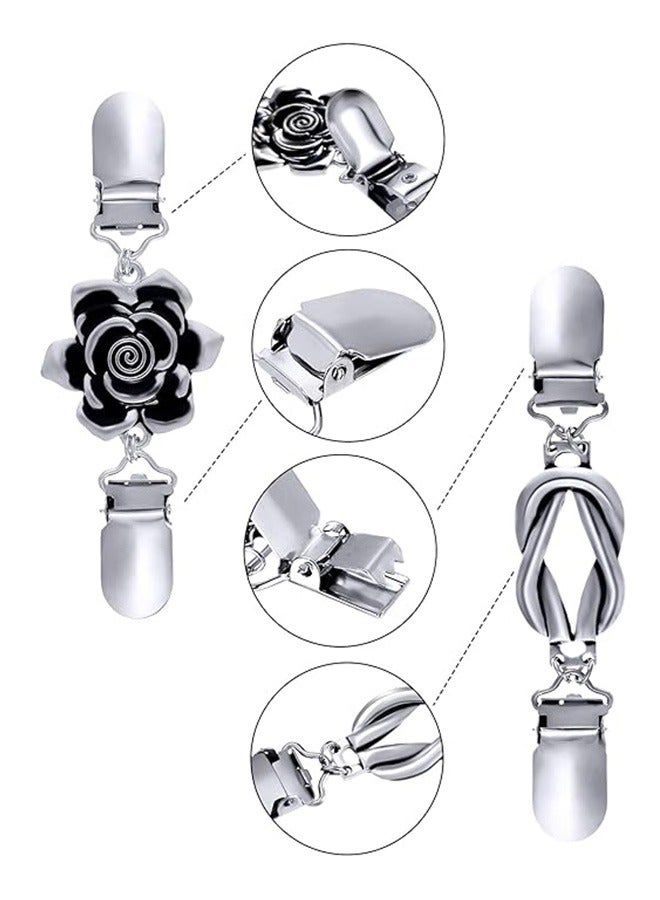 4Pcs Vintage Sweater Shawl Clips Retro Cardigan Collar Clips Dress Shirt Brooch Clips for Women Girls Wearing 4 Styles  - Image 3