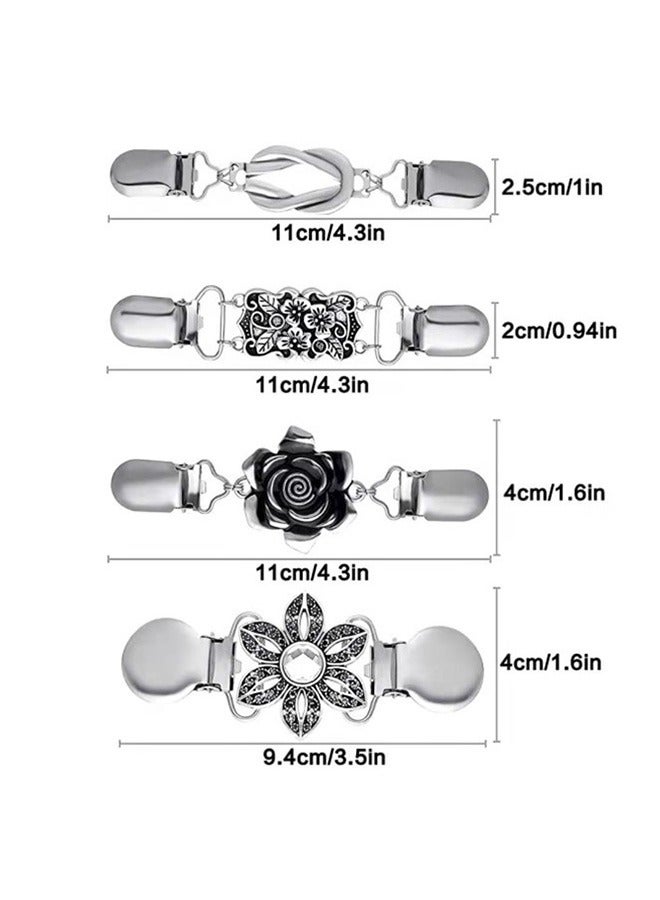 4Pcs Vintage Sweater Shawl Clips Retro Cardigan Collar Clips Dress Shirt Brooch Clips for Women Girls Wearing 4 Styles  - Image 2