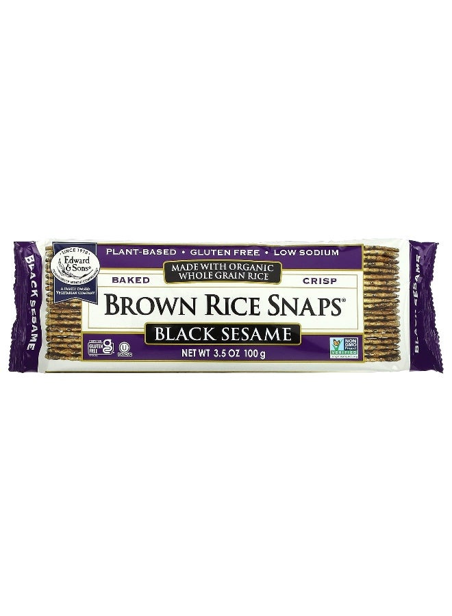 Edward & Sons Edward & Sons, Baked Whole Grain Brown Rice Snaps, Black Sesame, 3.5 oz (100 g)  - Image 1