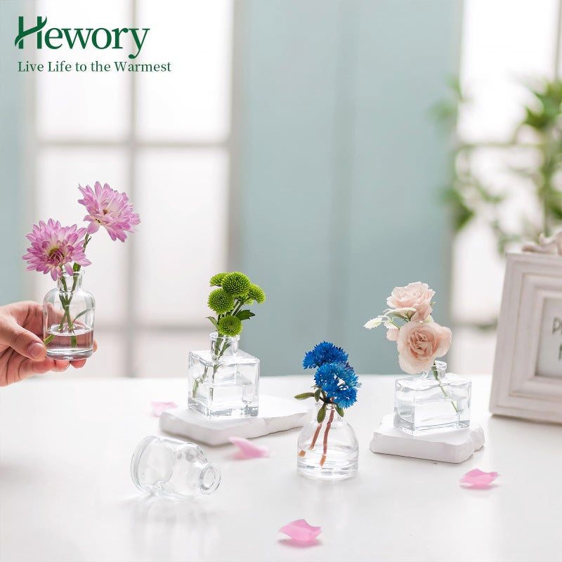 Hewory Small Glass Bud Vases for Centerpieces - Hewory 40pcs Clear Sturdy Cute Flower Vases Bulk, Mini Bottle Vase for Wedding Home Decor Birthday Party Events Mother's Day Bridal Shower Gifts Table Decor - Image 5