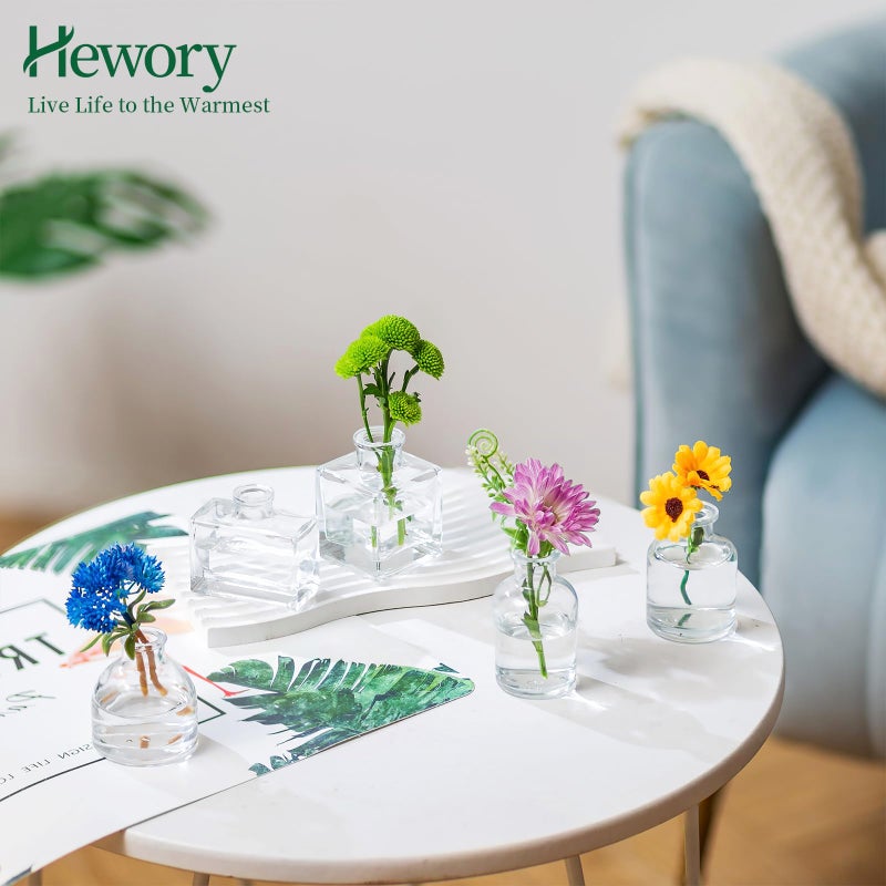 Hewory Small Glass Bud Vases for Centerpieces - Hewory 40pcs Clear Sturdy Cute Flower Vases Bulk, Mini Bottle Vase for Wedding Home Decor Birthday Party Events Mother's Day Bridal Shower Gifts Table Decor - Image 4