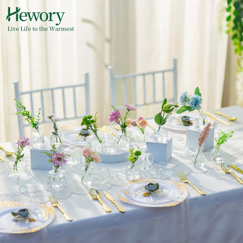 Hewory Small Glass Bud Vases for Centerpieces - Hewory 40pcs Clear Sturdy Cute Flower Vases Bulk, Mini Bottle Vase for Wedding Home Decor Birthday Party Events Mother's Day Bridal Shower Gifts Table Decor - Image 3