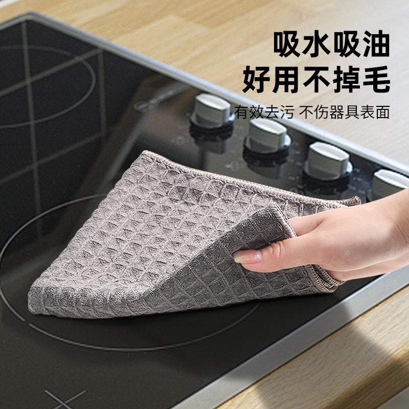 Microfiber Waffle Cleaning Cloth – Absorbent Plaid Scouring Pad for Furniture - Image 2
