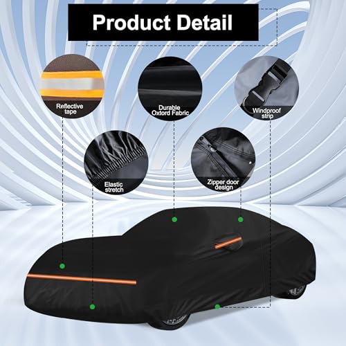 Amooca Car Covers Custom Fit for Porsche 911 (1998-2025) Waterproof Sun-Proof All Weather for Automobiles Snow Cover 420D with Door Zipper Cotton Lining - Image 4