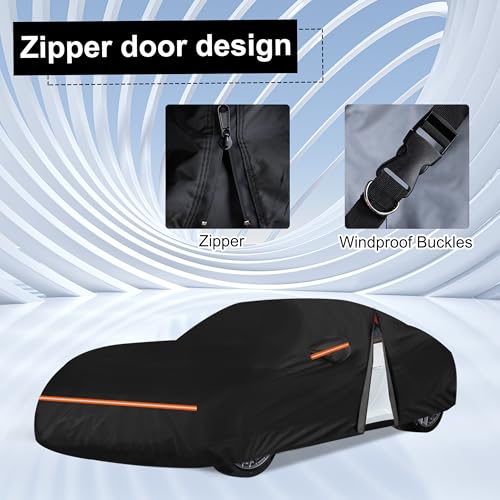 Amooca Car Covers Custom Fit for Porsche 911 (1998-2025) Waterproof Sun-Proof All Weather for Automobiles Snow Cover 420D with Door Zipper Cotton Lining - Image 3