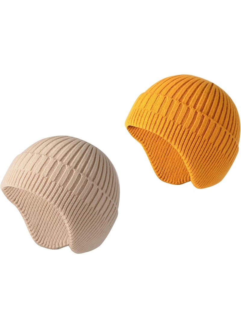 SOLARAE قبعة شتوية للنساء والرجال، 2 قطعة قبعات شتوية للرجال والنساء، مصنوعة من الصوف السميك مع بطانة دافئة، قبعة دافئة وعصرية للتزلج، 2 لون - Image 1