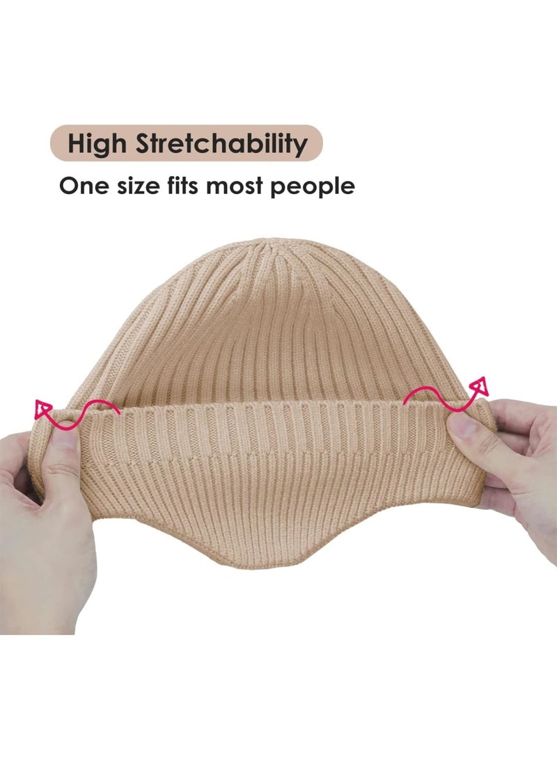 SOLARAE قبعة شتوية للنساء والرجال، 2 قطعة قبعات شتوية للرجال والنساء، مصنوعة من الصوف السميك مع بطانة دافئة، قبعة دافئة وعصرية للتزلج، 2 لون - Image 4