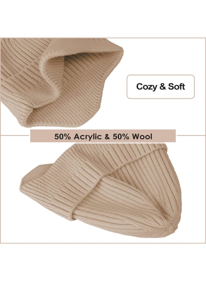 SOLARAE قبعة شتوية للنساء والرجال، 2 قطعة قبعات شتوية للرجال والنساء، مصنوعة من الصوف السميك مع بطانة دافئة، قبعة دافئة وعصرية للتزلج، 2 لون - Image 5