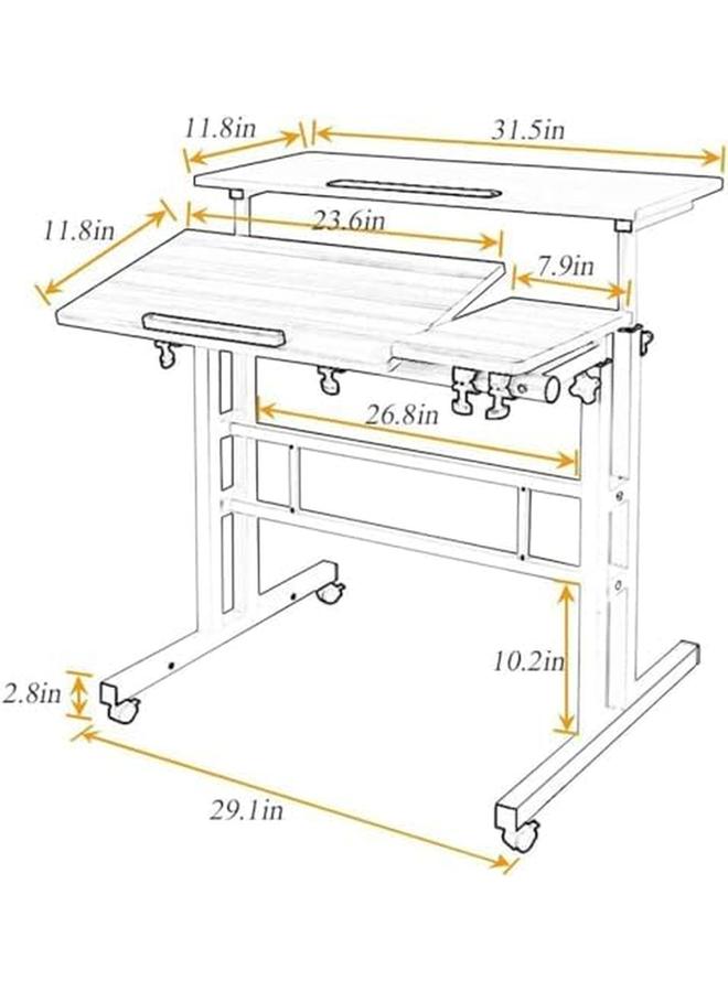 SKY-TOUCH Mobile Standing Desk Height Adjustable Sit Stand Mobile Laptop Computer Tablet Home Office Desk With Wheels For Computer Workstation Black  - Image 3