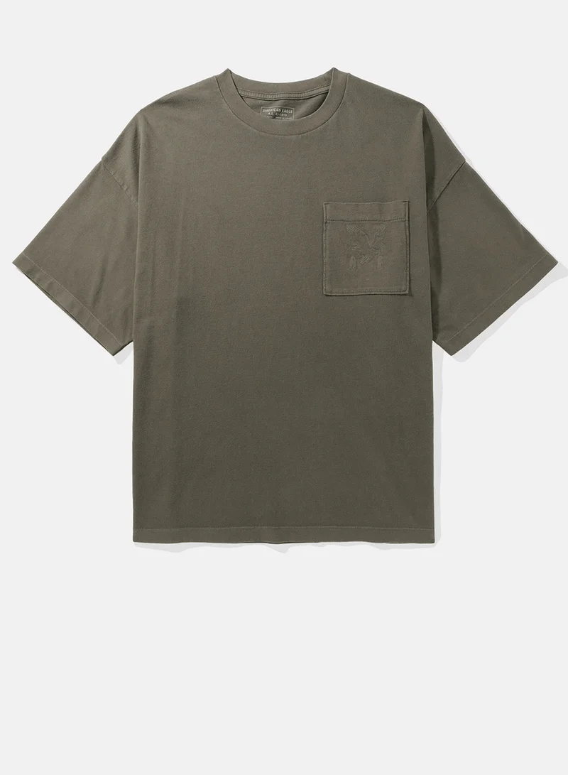 American Eagle Oversized Pocket Crew Neck T-Shirt