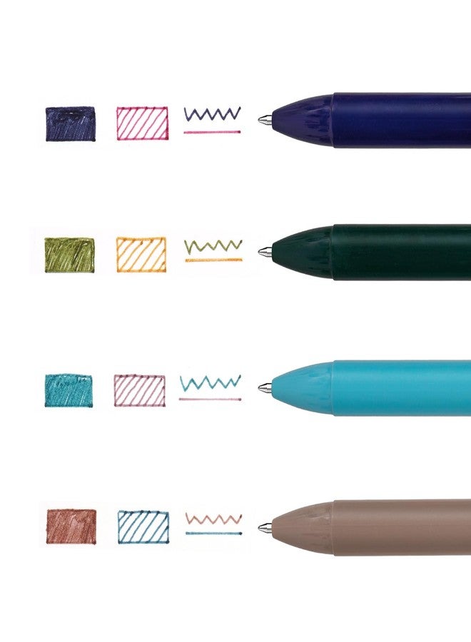 WRITECH أقلام حبر جاف قابلة للسحب من WRITECH: متعددة الألوان، رأس رفيع 0.5 مم، قلم نقر ملون 2 في 1، ألوان متنوعة، 4 قطع، لا تلطخ ولا تسيل للكتابة السلسة، مناسبة لتدوين الملاحظات والرسم. - Image 2