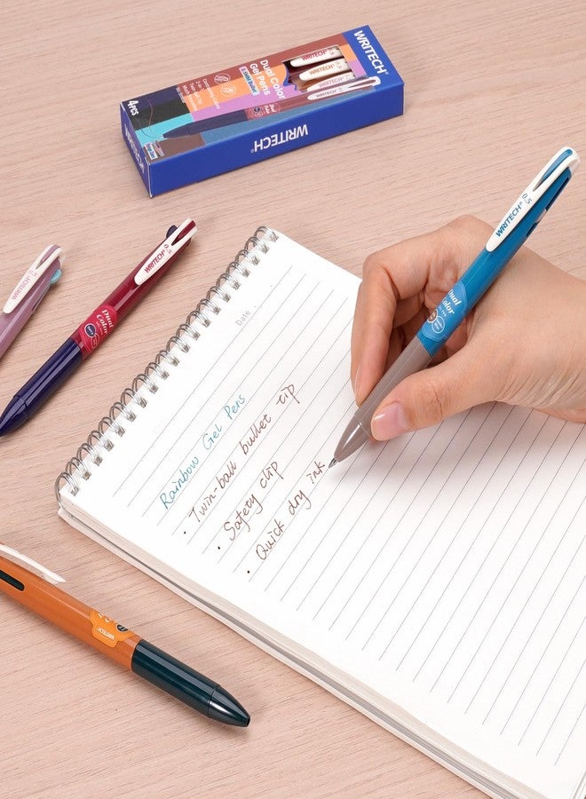 WRITECH أقلام حبر جاف قابلة للسحب من WRITECH: متعددة الألوان، رأس رفيع 0.5 مم، قلم نقر ملون 2 في 1، ألوان متنوعة، 4 قطع، لا تلطخ ولا تسيل للكتابة السلسة، مناسبة لتدوين الملاحظات والرسم. - Image 5