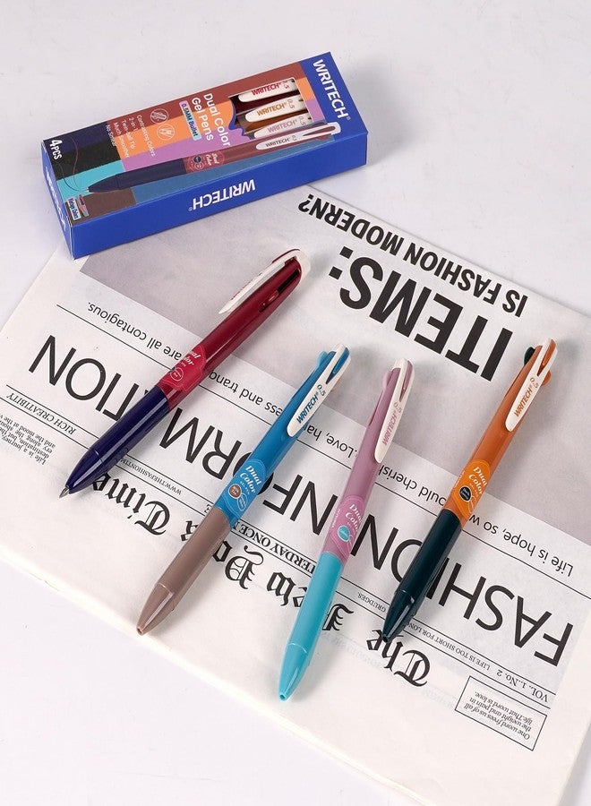 WRITECH أقلام حبر جاف قابلة للسحب من WRITECH: متعددة الألوان، رأس رفيع 0.5 مم، قلم نقر ملون 2 في 1، ألوان متنوعة، 4 قطع، لا تلطخ ولا تسيل للكتابة السلسة، مناسبة لتدوين الملاحظات والرسم. - Image 4