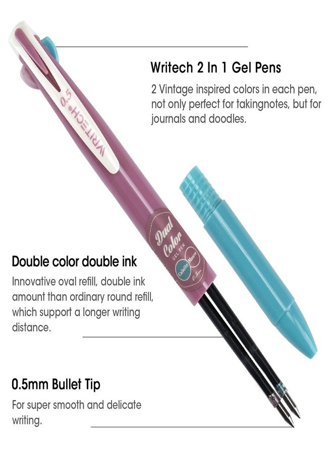 WRITECH أقلام حبر جاف قابلة للسحب من WRITECH: متعددة الألوان، رأس رفيع 0.5 مم، قلم نقر ملون 2 في 1، ألوان متنوعة، 4 قطع، لا تلطخ ولا تسيل للكتابة السلسة، مناسبة لتدوين الملاحظات والرسم. - Image 3