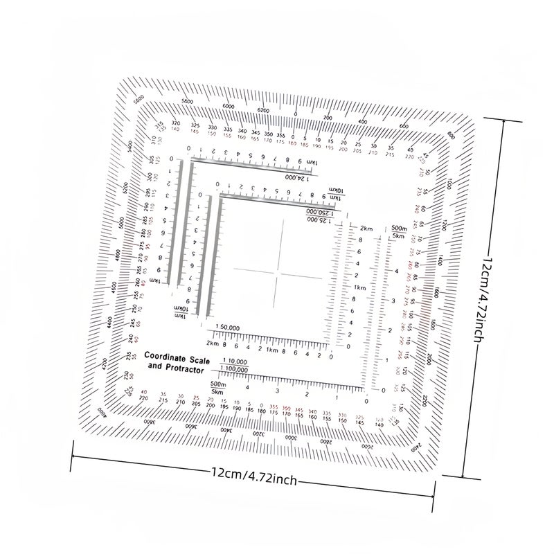 Red Markings Coordinate Ruler And Compass Ruler 1pc Suitable For Architects Surveyors And Engineers - Image 2