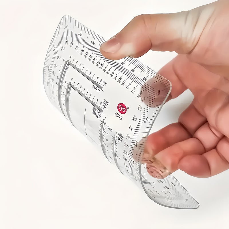 Red Markings Coordinate Ruler And Compass Ruler 1pc Suitable For Architects Surveyors And Engineers - Image 3