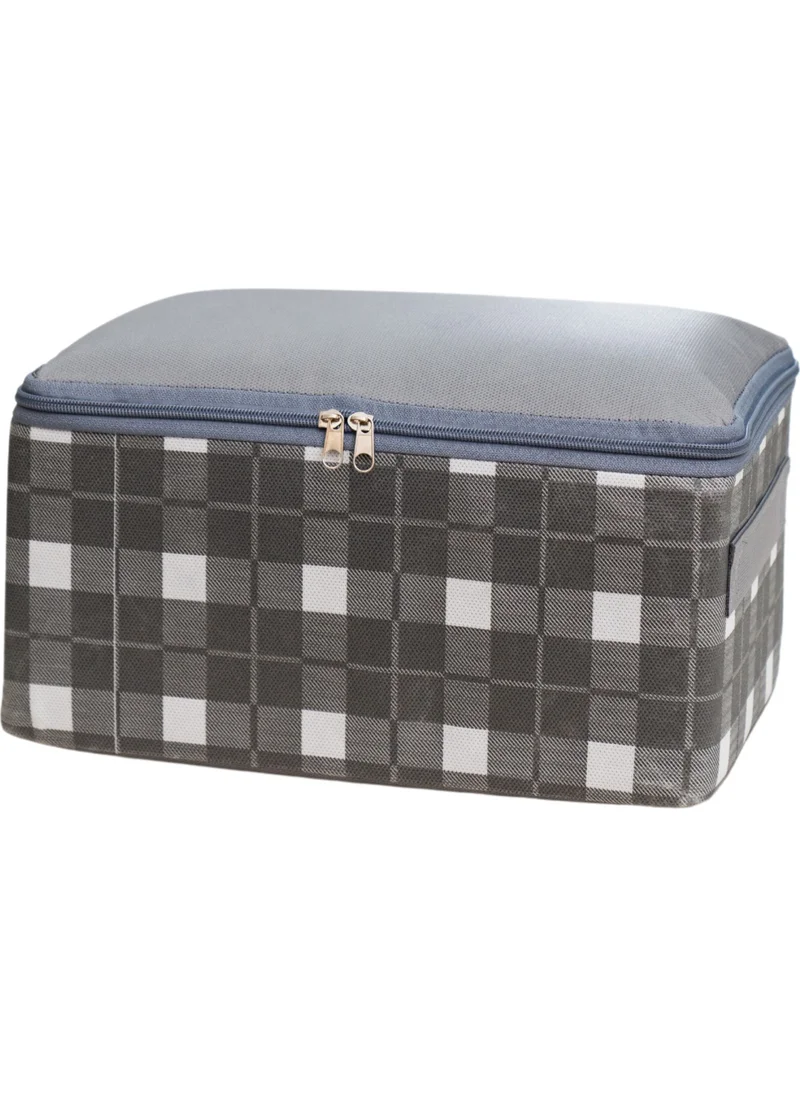 Nacarev 2 Pieces Small Size Square Patterned Plaid Gray Base Base Suitcase Suitcase Organizer Bag Set 30X20X15 cm