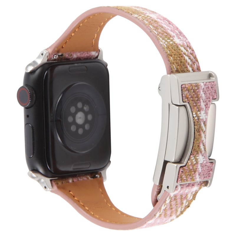 CHOiCE For Watch 46mm / 49mm / 45mm / 44mm Slim Magnetic Buckle Napped Fabric Leather Watch Band(Pink) - Image 2