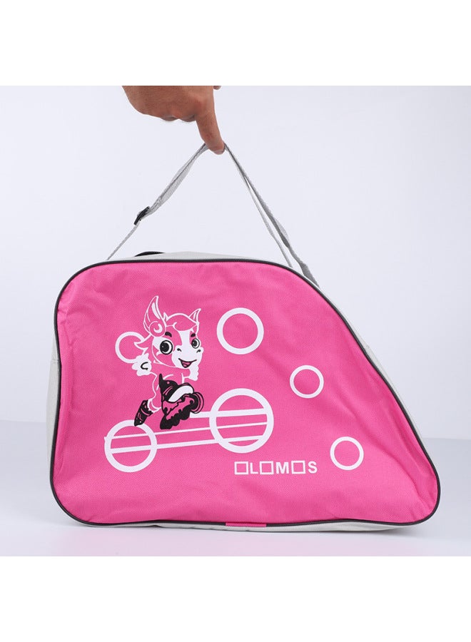 Generic Children's Set Roller Skate Handbag Roller Skate Backpack Large Universal Skate Set Packaging Bag-Color:Rose Red-Capacity:1 - Image 2