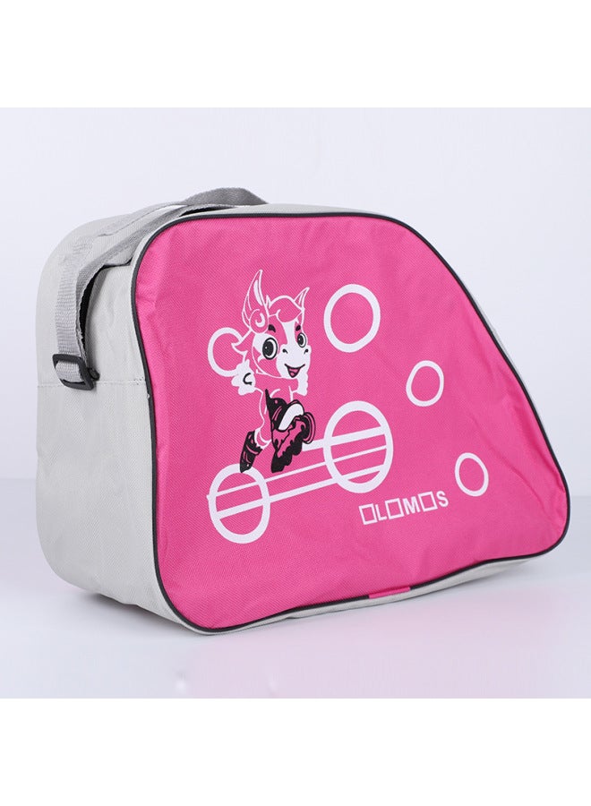 Generic Children's Set Roller Skate Handbag Roller Skate Backpack Large Universal Skate Set Packaging Bag-Color:Rose Red-Capacity:1 - Image 3
